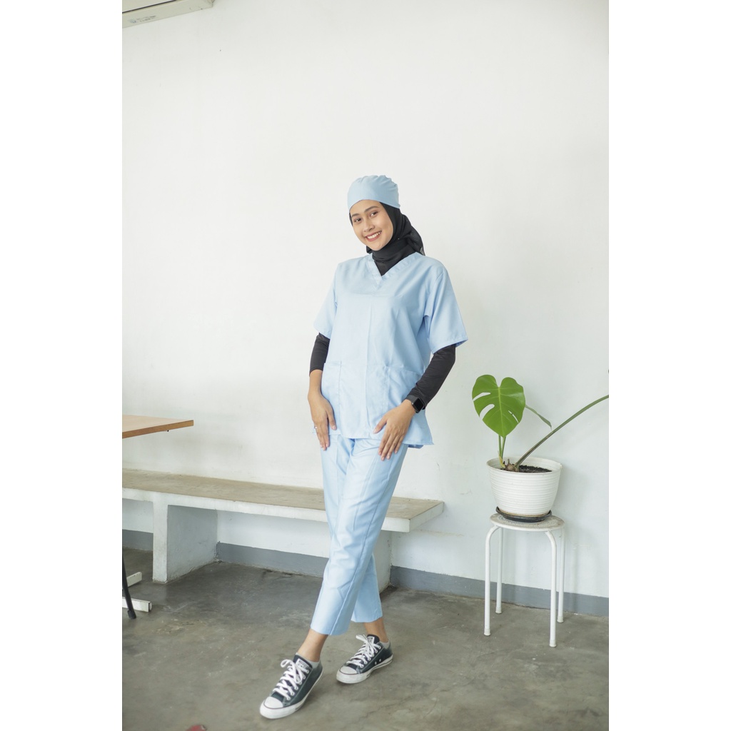 BAJU JAGA LENGAN PENDEK KRAH V/BAJU OK/BAJU SCRUB/SERAGAM PERAWAT