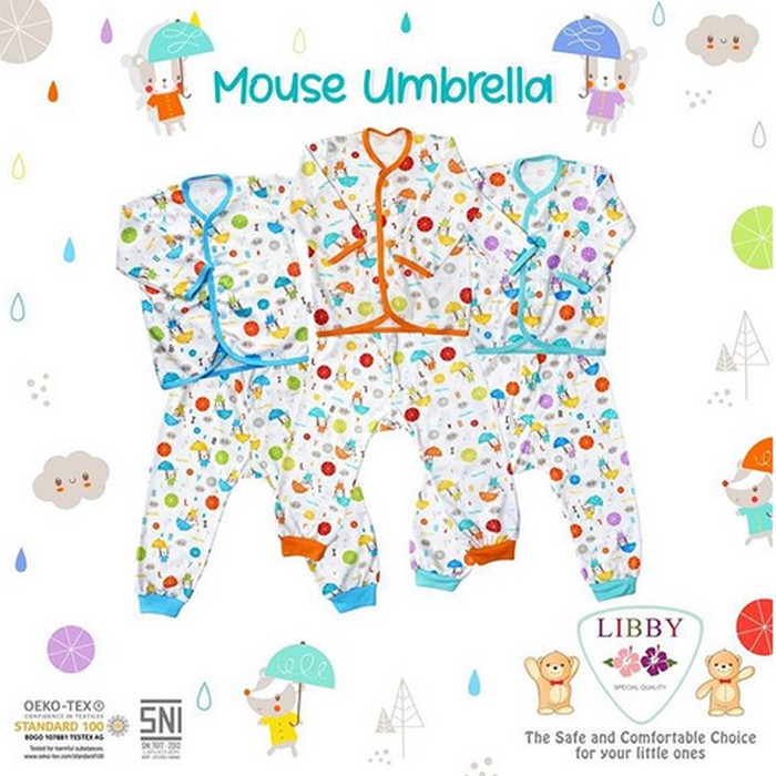 Libby Setelan Baju Celana Panjang Motif Mouse Umbrella