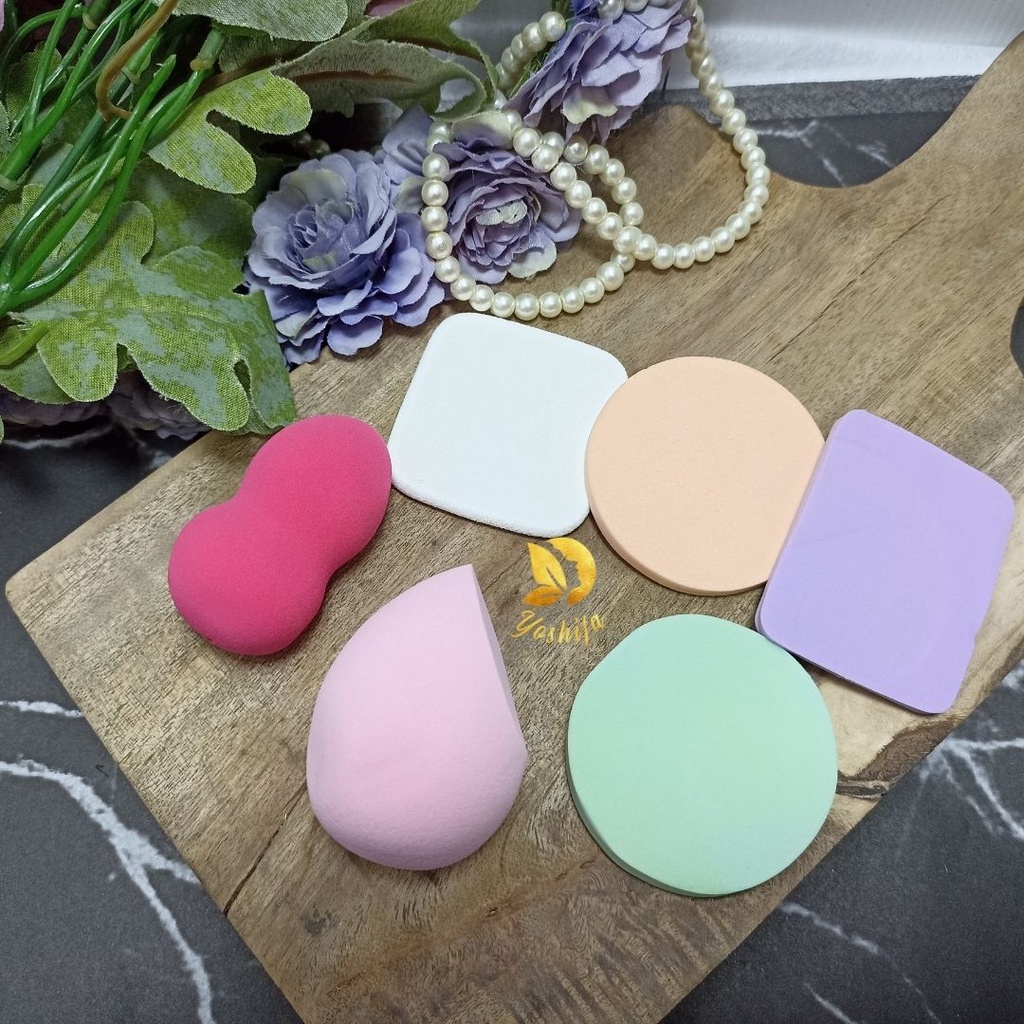 Beauty Blender  Sponge Make Up Set Isi  6 Pcs | Sponge Bedak Foundation | Spons