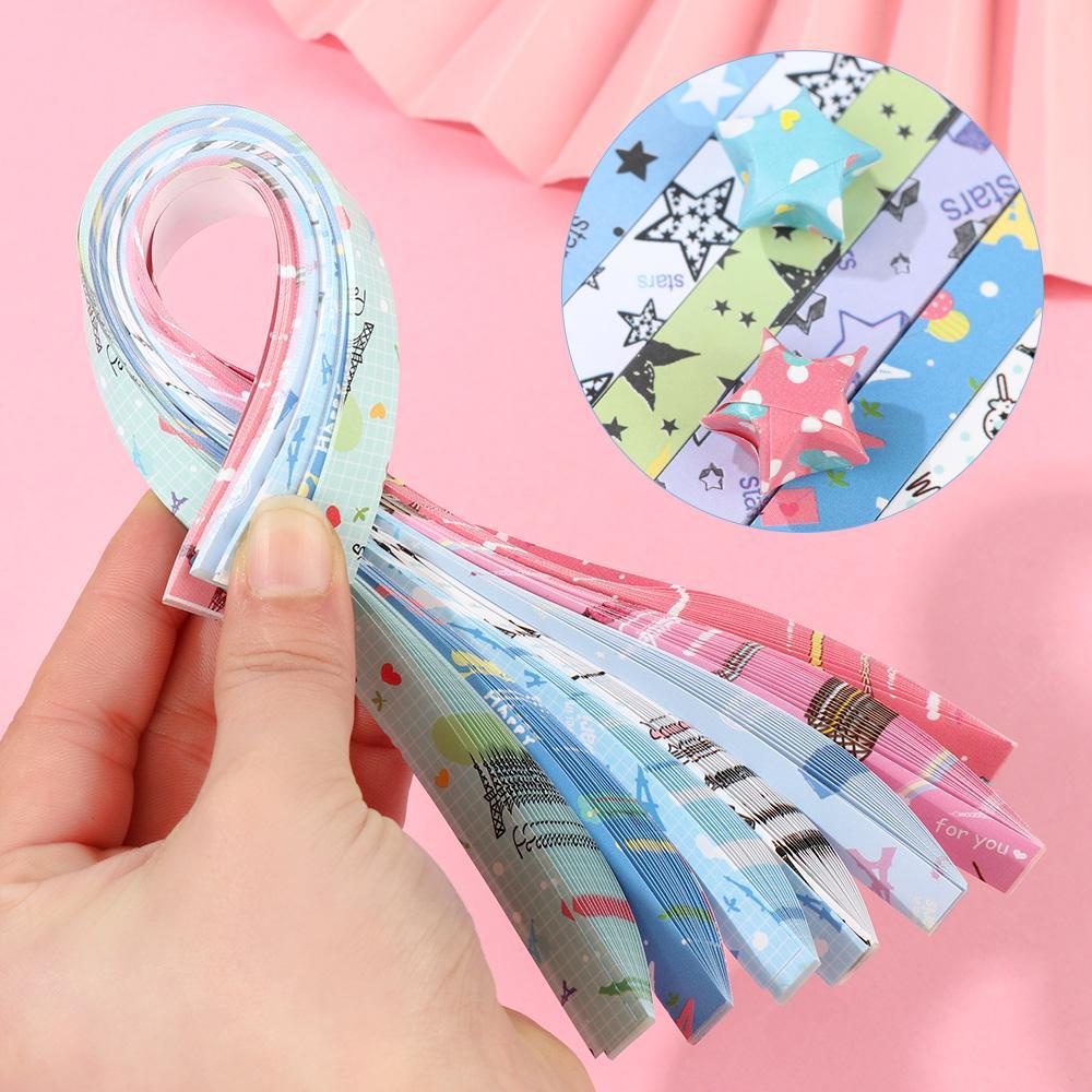 R-flower 1set/136Pcs Kertas Strip Pereda Tekanan Satu Sisi DIY Kerajinan Tangan Best Wishes Mix-Color Set Origami