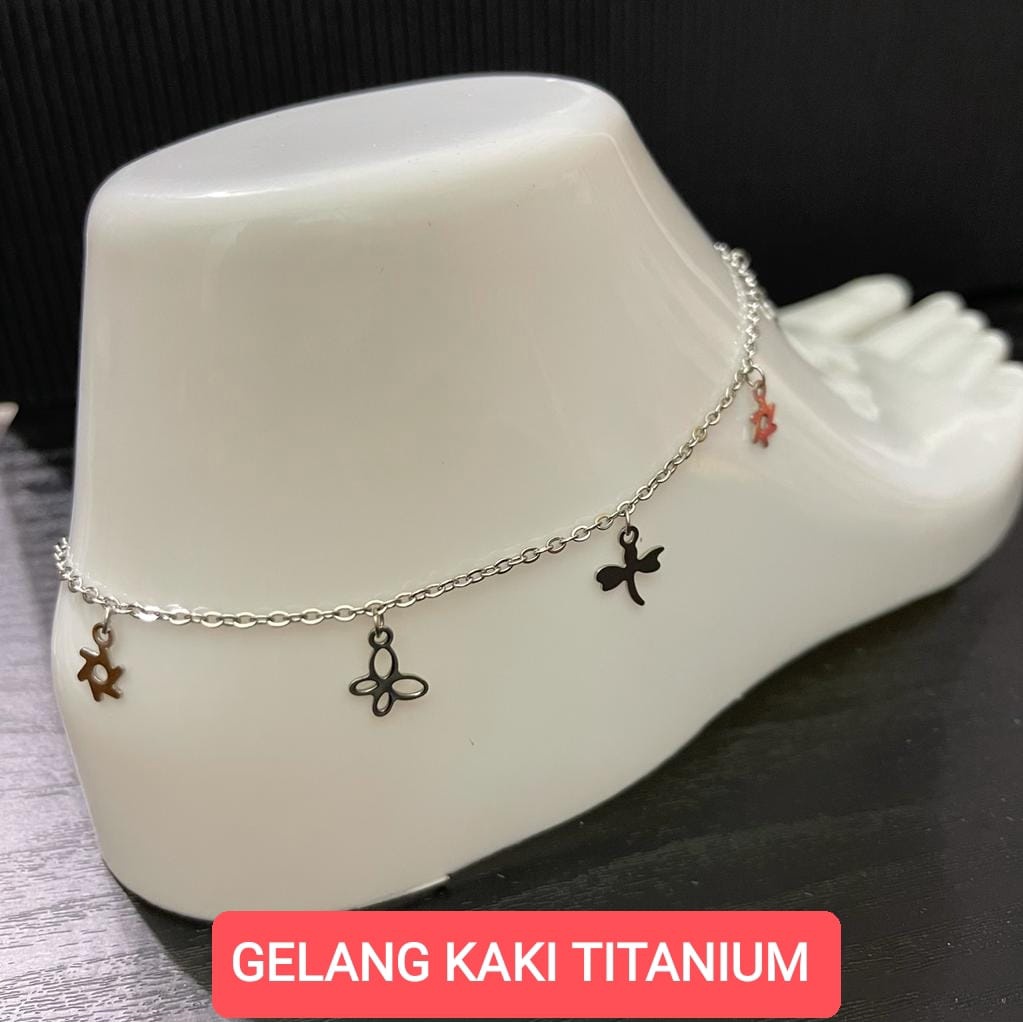 GELANG KAKI TITANIUM WANITA SILVER/EMAS /GELANG KAKI WANITA TERLARIS/GELANG KAKI WANITA TERMURAH/GELANG KAKI XUPING