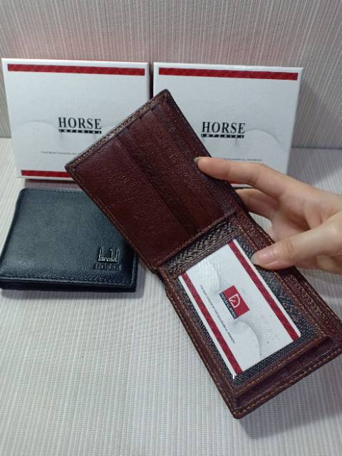 Dompet lipat Imperial Horse kulit asli polos 088#