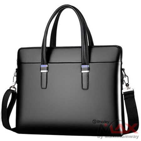 Rhodey Tas Selempang Pria Premium Kulit Leather Bag Briefcase - HA-062 Warna Hitam