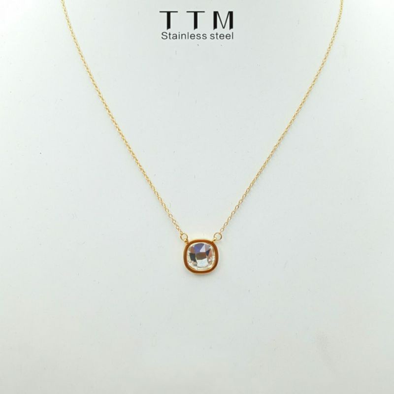 kalung titanium / kalung liontin batu solitaire mewah