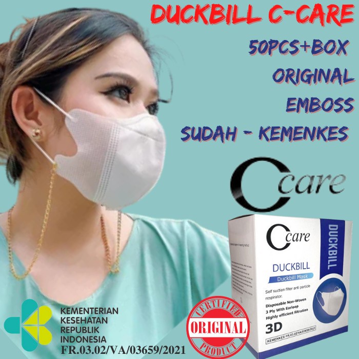 Masker CCARE OCARE Duckbill 4 Ply isi 50Pcs Masker Duckbill + BOX