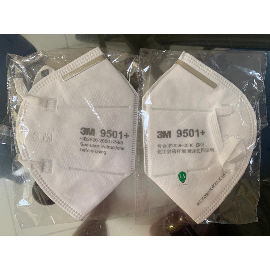 Masker 3M 9501+ 9501 Plus Non Ventilator Valve Filter Respirator N95 KN95 N90 KN90 1 PCS ORI BARU