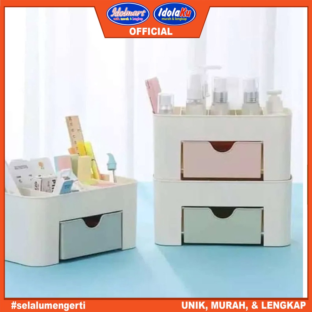 IDOLAKU Rak Kosmetik Mini / Laci Kosmetik Plastik Multifungsi / Organizer Kosmetik