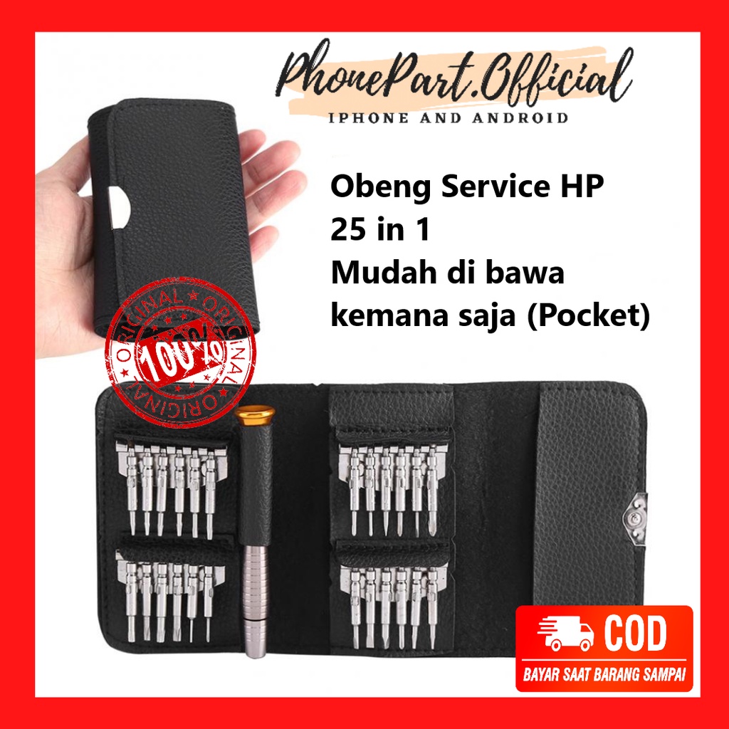 Obeng HP Alat Bongkar Service Smartphone 24 in 1 Model Pocket Reparasi Jam Tangan Laptop