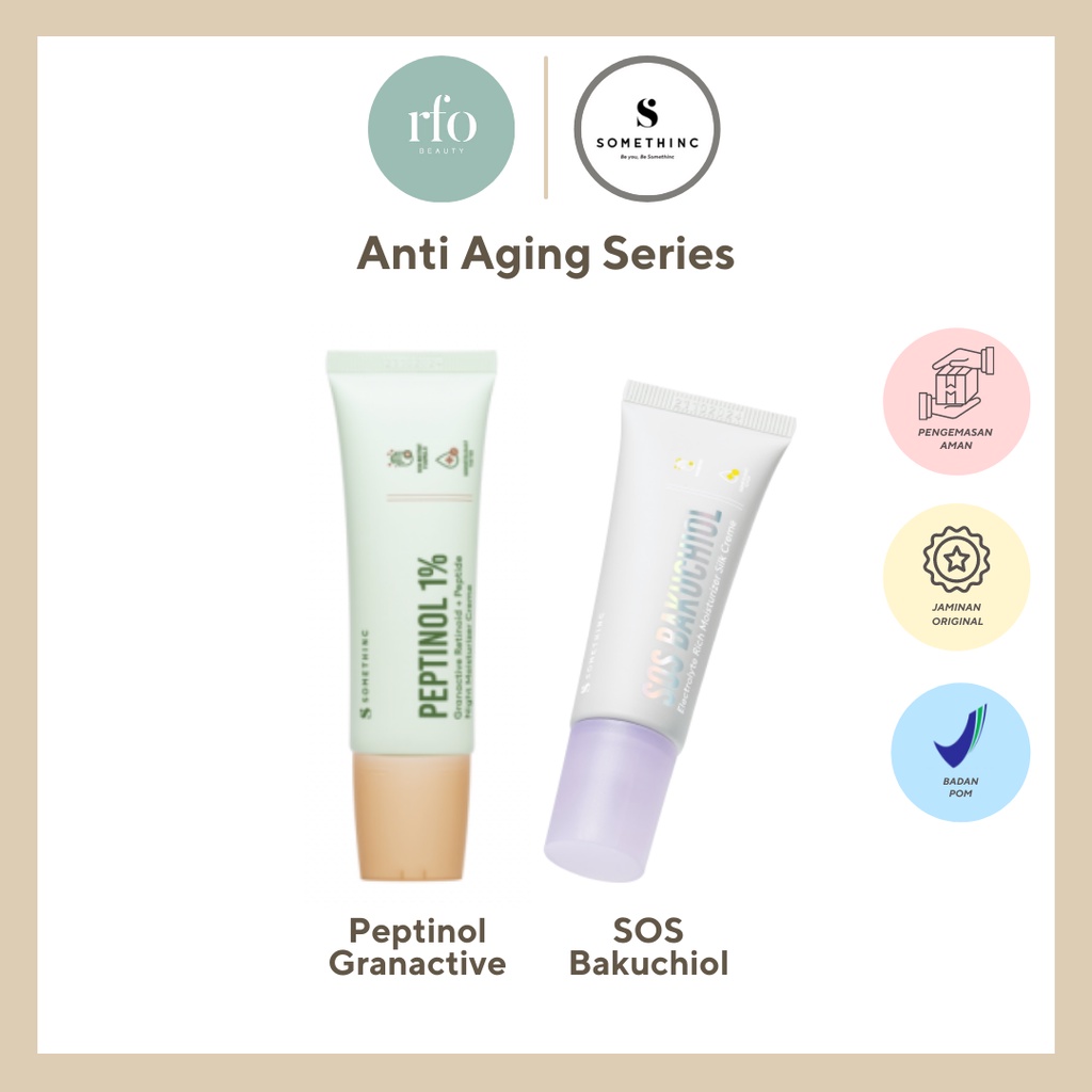 Somethinc Anti Aging Series ( PEPTINOL Granactive Retinoid + Peptide Night Moisturizer Creme- SOS Bakuchiol Electrolyte Rich Moisturizer Silk Creme )