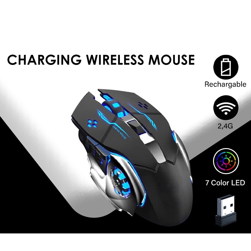 【COD】Jovitech Rechargeable gaming Mouse 2400 DP Wireless Ultra-Thin Silent Mute LED Lights Computer Laptop Rechargeable Wireless Mouse