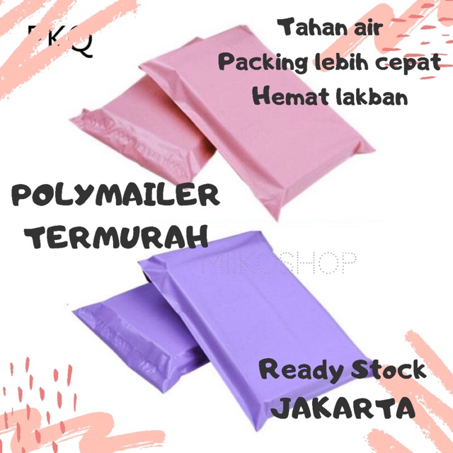 POLYMAILER SATUAN TERMURAH PINK UNGU HITAM TEBAL import packing bag plastik olshop amplop plastik