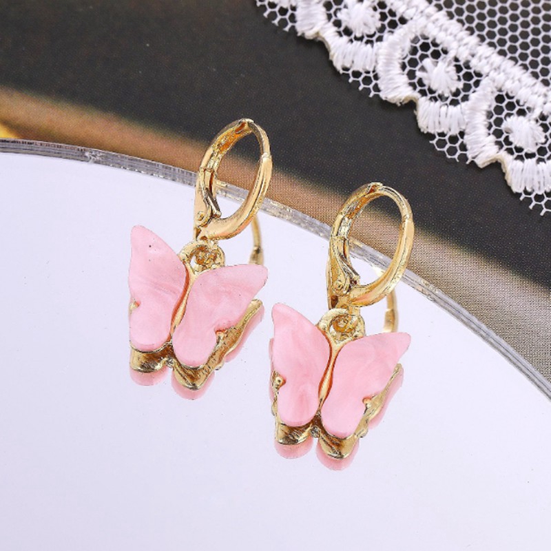 Anting Bentuk Kupu-Kupu Bahan Akrilik Warna-Warni Gaya Korea Untuk Wanita