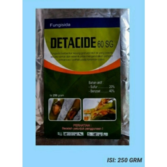 FUNGISIDA DETACIDE 60 SG BAHAN AKTIF SULFUR DAN BENZOAT - Obat Patek-Obat Busuk Buah