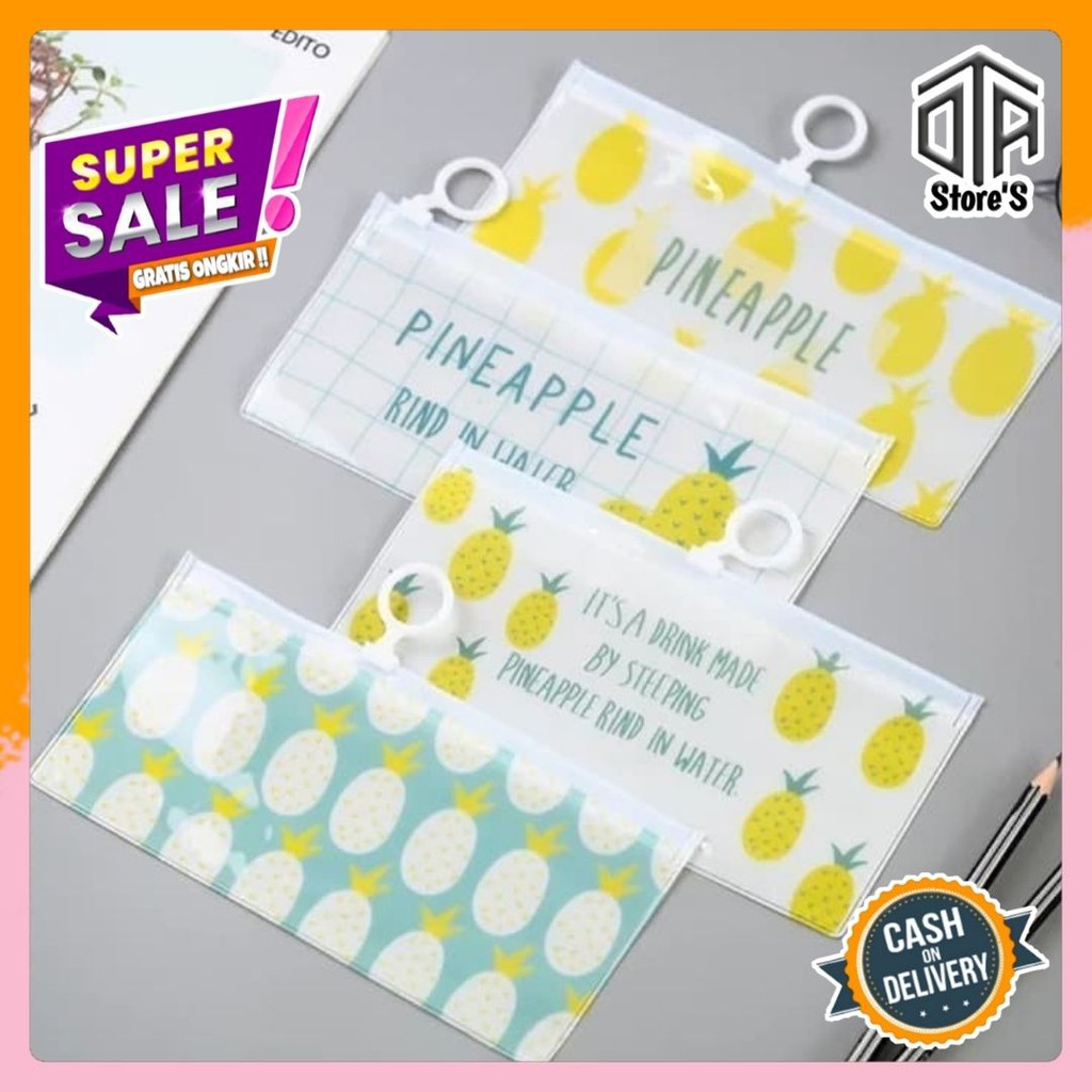 

Tempat Pensil PVC Hawaii Pineapple Nanas Transparan Pencil Case Alat Tulis Pouch Kosmetik Cewek