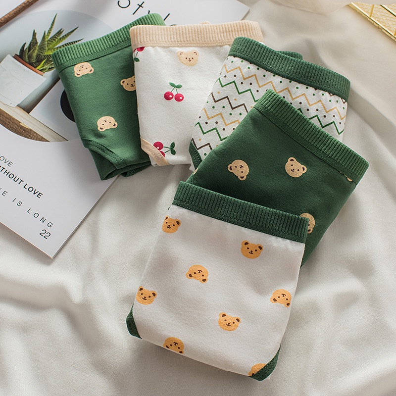 Feminin celana dalam katun wanita kawaii green CD imut-2