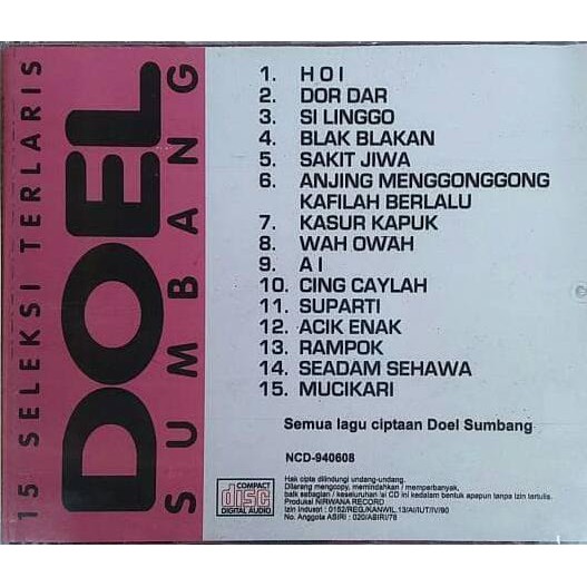 Cd 100 Ori 15 Seleksi Terlaris Doel Sumbang Vol 1 Shopee