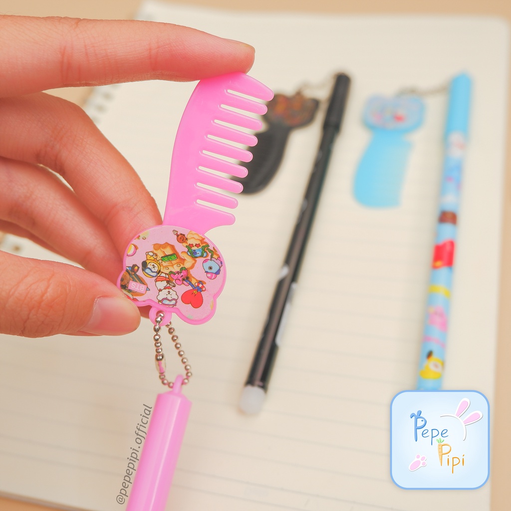 Pena Gel Sisir BT Boy Band Korea FAMILY Pen Bolpen Pulpen Gelpen Campur Karakter Army Korea