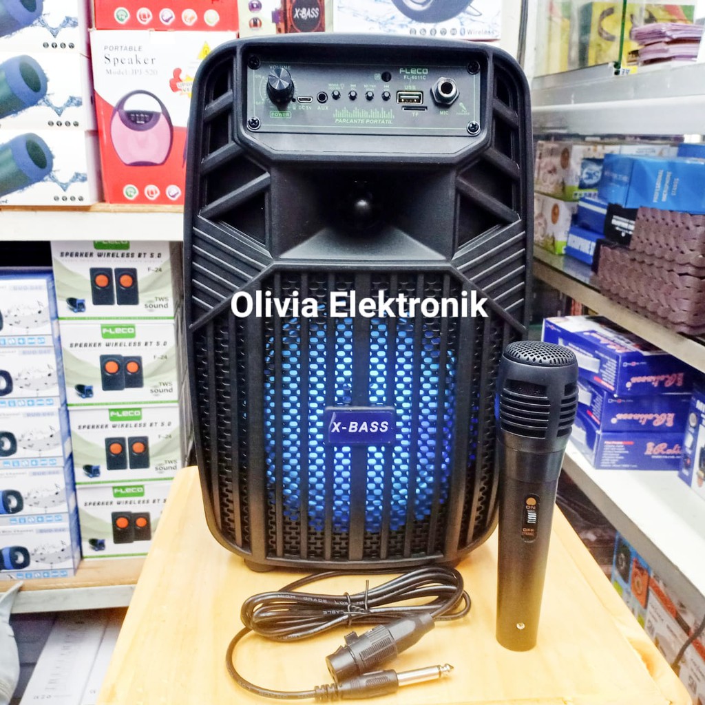 Speaker Bluetooth Fleco F-6011C /Speaker Karaoke 6,5 BIG SOUND +BONUS MIC