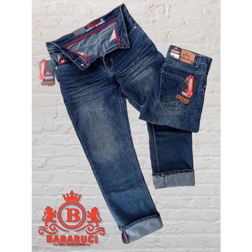 Celana Jeans Panjang Standar Reguller Ringkel Original Bararuci Pemium Size 28 Sampai 33 Model Kekinian