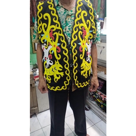 rompi, rompi manik, rompi dayak, rompi kalimantan, baju adat manik, baju manik, kain manik, atasan m