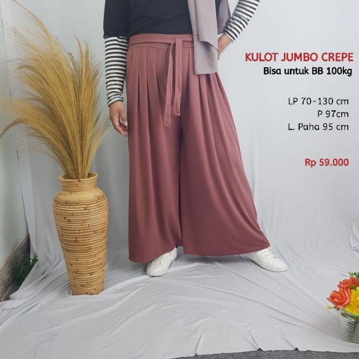 Harga Promo SVEUY CELANA KULOT JUMBO BIG SIZE WANITA PINGGANG KARET HAMIL KEKINIAN LP 130 CM XXXL SA