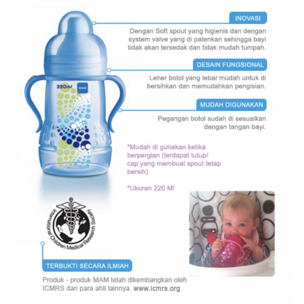 MAM Trainer Spout Training Cup Bayi 220ml - Blue / Green / Purple