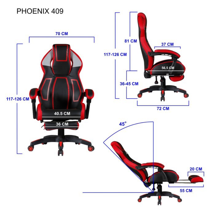 Imperion Kursi Gaming Chair Phoenix 409 With Foot Rest