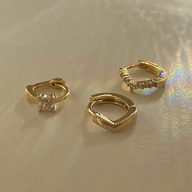 Fancyqube Anting Tusuk Sterling Silver 925 Bentuk V Desain Bunga Hias Zircon Untuk Wanita