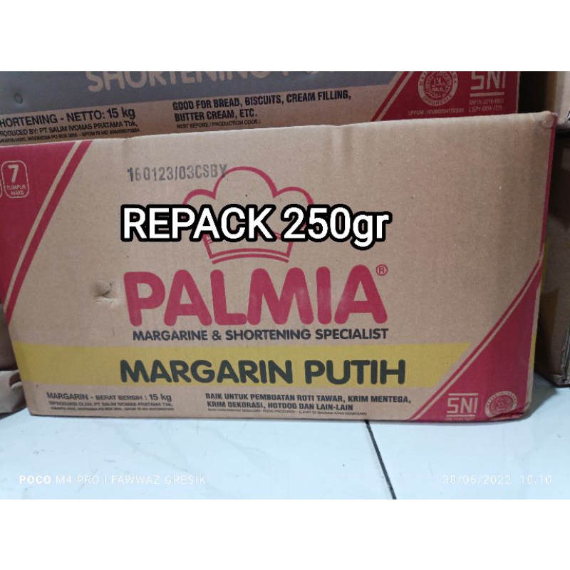 Palmia Margarin Putih Shortening Tawar 250gr / Margarin Palmia Putih 250 gram Shortening Tawar