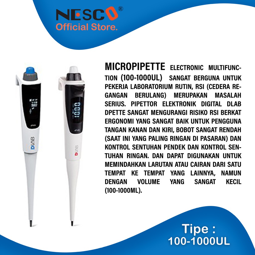 Nesco Micropipette dpette All Varian (Dlab), Electronic multifunction