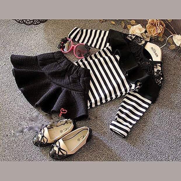 Setelan Anak Cewek Valencia Monochrome Set 2in1 (baju, rok)