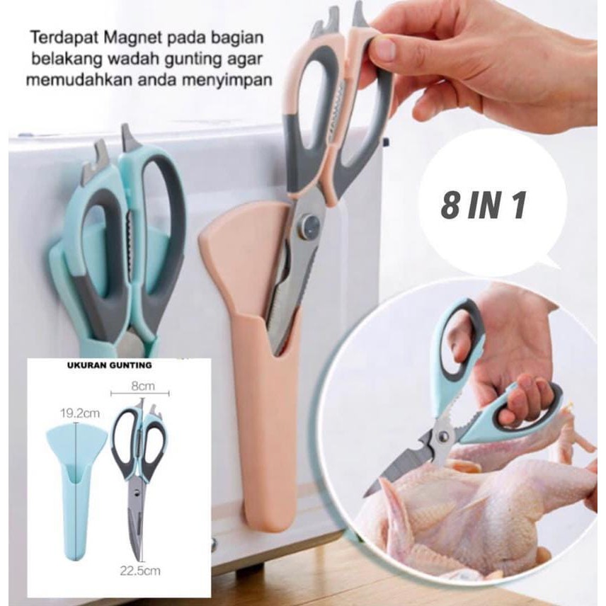 Gunting Dapur Serbaguna Magnetic Stainless 8 in 1 [PM]