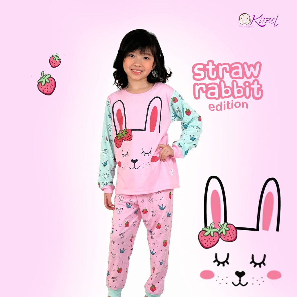 1stel Kazel Piyama Girl Motif Big Size 7/8/9/10/11/12 Untuk 6-12 Tahun - Setelan Panjang Anak / Baju Tidur Anak