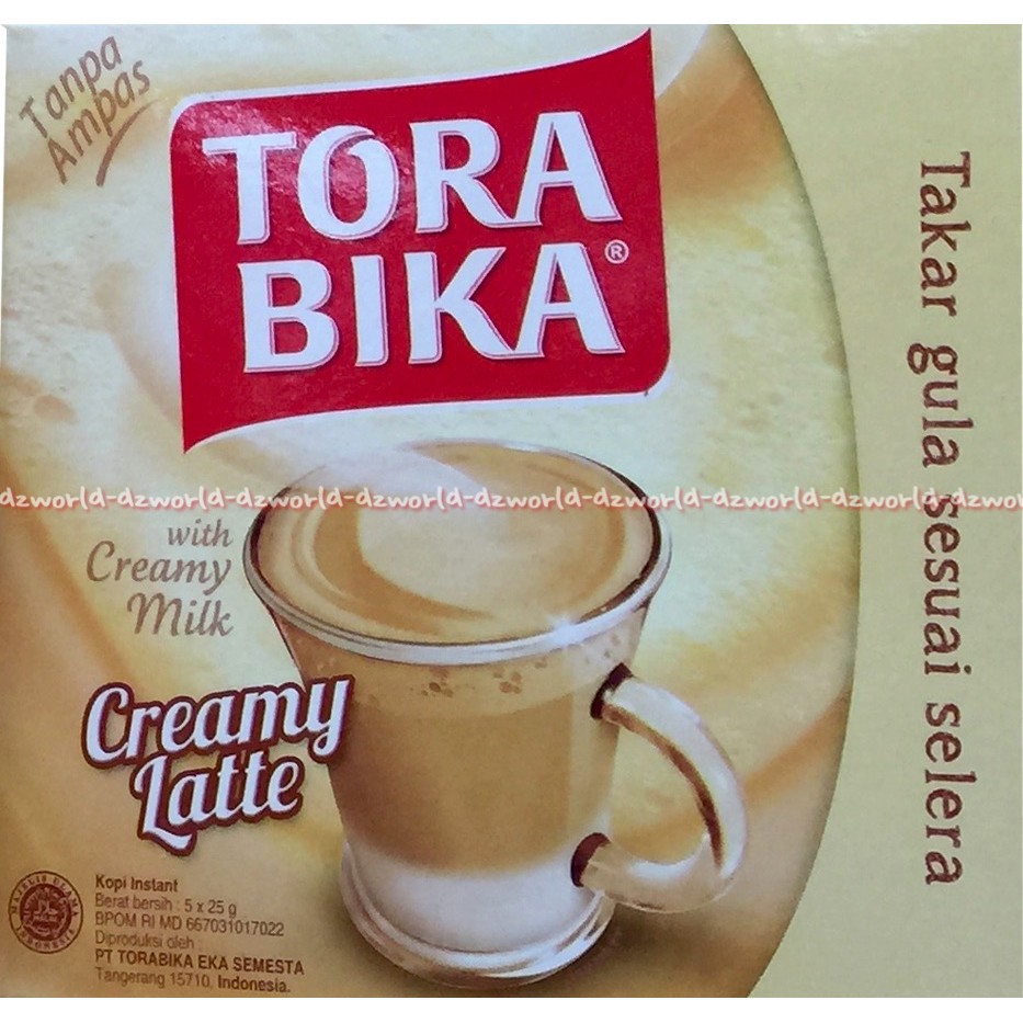 Kopi Tora Bika Creamy latte 5sachet Tanpa ampas Kopi dengan Gula bisa diatur Torabika Krimi Late 5 Sachet