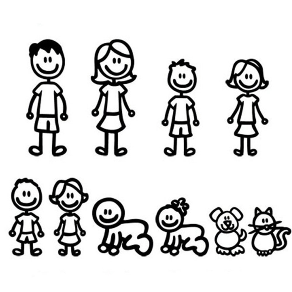 A16 Kawaii Stiker Reflektif Gambar Kartun Keluarga Lucu Untuk
