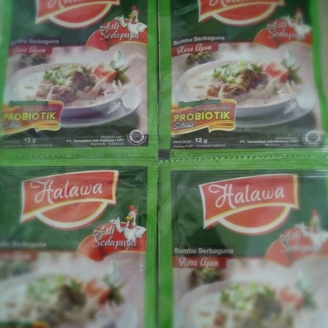 

Halawa.penyedap masakan alami dari sari pati hewani .tanpa mengandung MSG isi 12saset