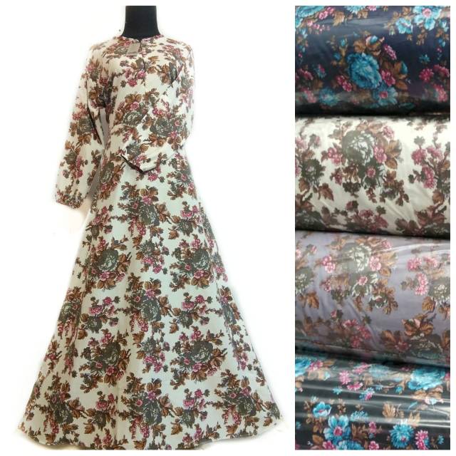 Gamis katun jepang motif bunga