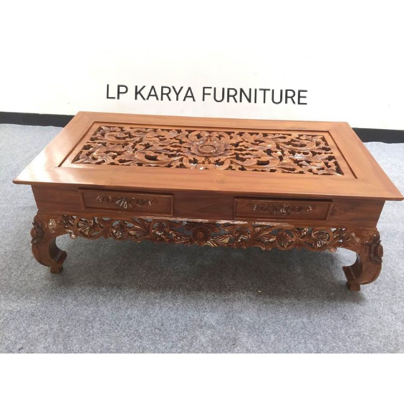 Meja ketapang/Meja Makan/Meja Ukir Kayu Jati 120x80 & 150x80