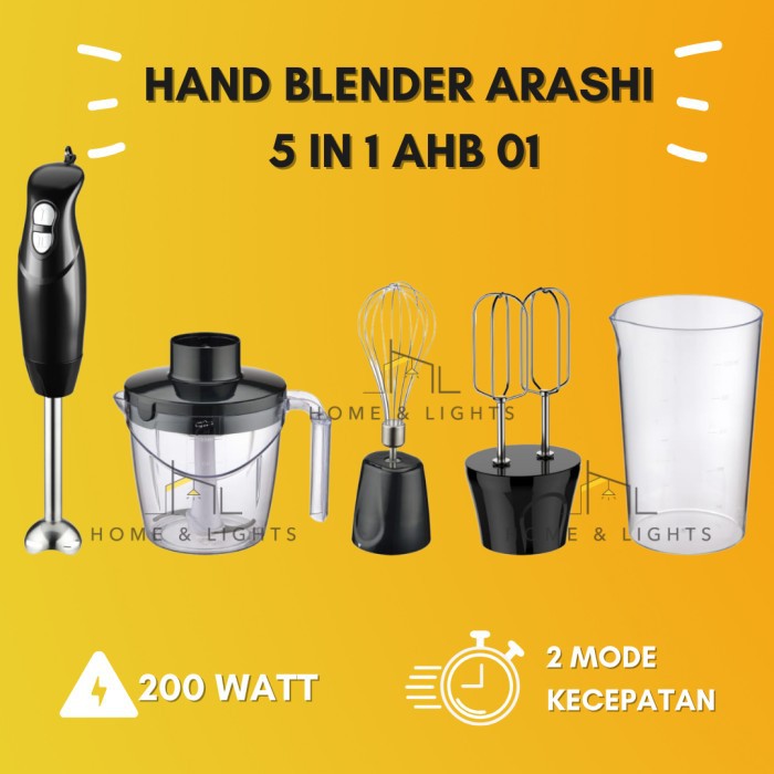 Hand Blender Arashi 5 in 1 AHB01 Food Processer Blender Tangan Hand Mixer Chopper Arashi