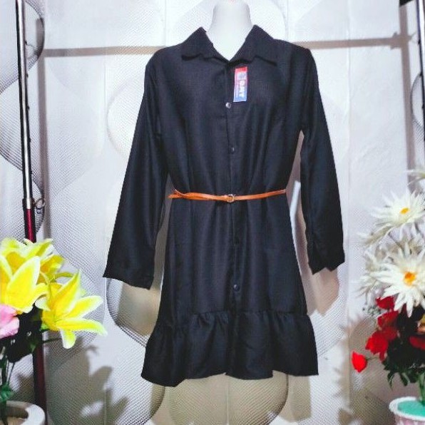 Tunik polos lengan panjang Atasan panjang wanita big size L