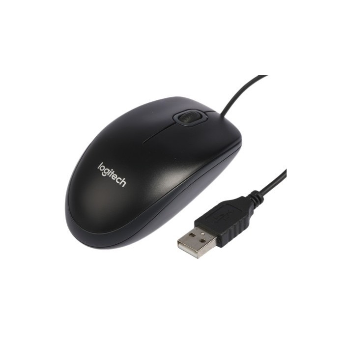 Mouse logitech wired usb 2.0 standard optical 800dpi b100 for gaming office original - mice kabel optik optic b-100