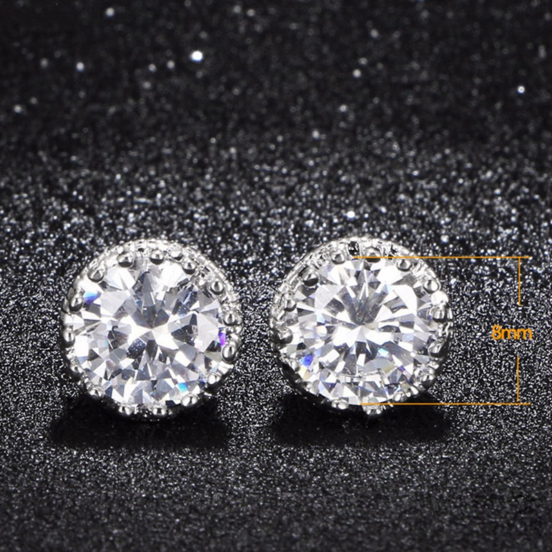 Female Luxury Round Cubic Zirconia Earrings Crystal CZ Shiny Women Accessories High Quality Silver Color Trendy Jewelry