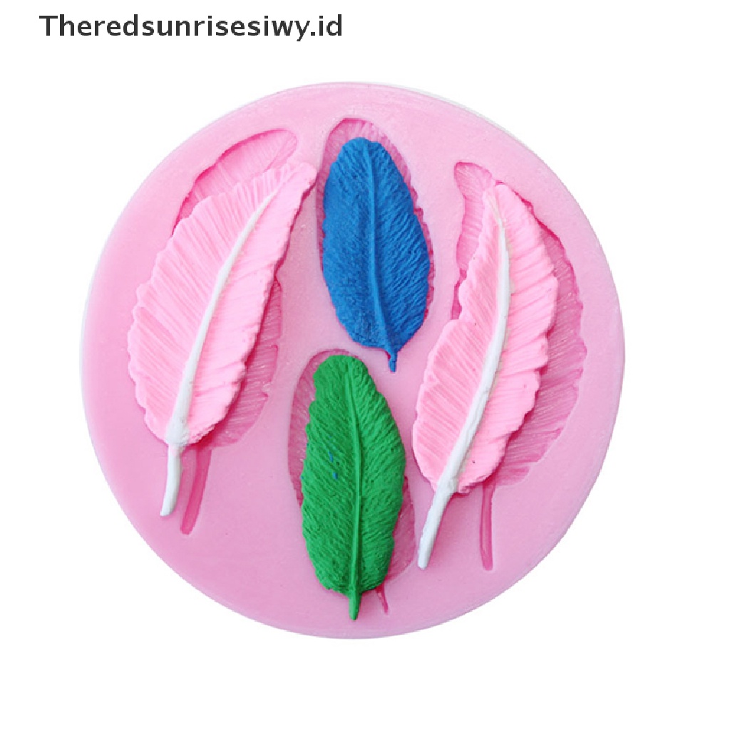 (Theredsunrisesiwy.Id) Cetakan Fondant Bentuk Bulu 3d Bahan Silikon Untuk Dekorasi Kue Diy