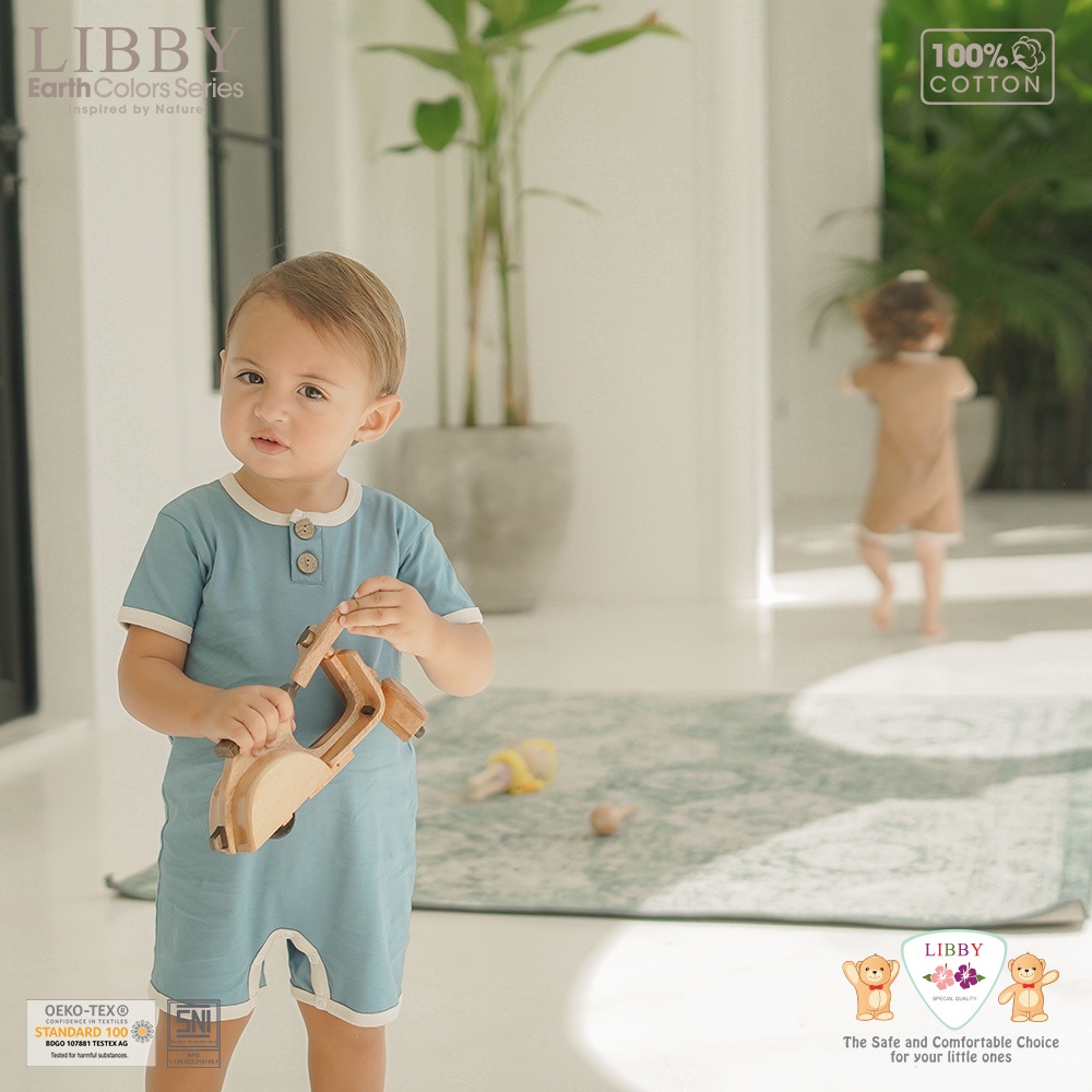 LIBBY Earth Colors Flynn Romper (1 Setel) | Jumper Segiempat 0-2 Tahun