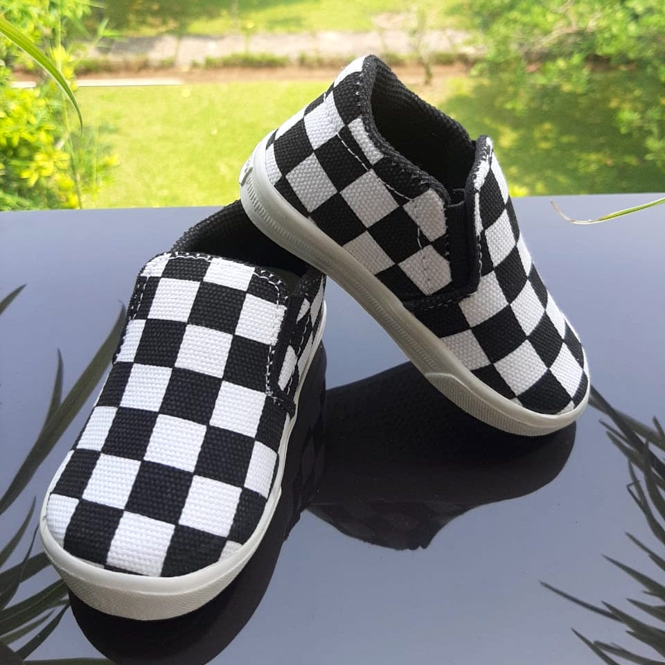 VINANDOZ SOL05 Sepatu Slip On Anak Motif Catur Umur 1 2 3 thn - Kanvas