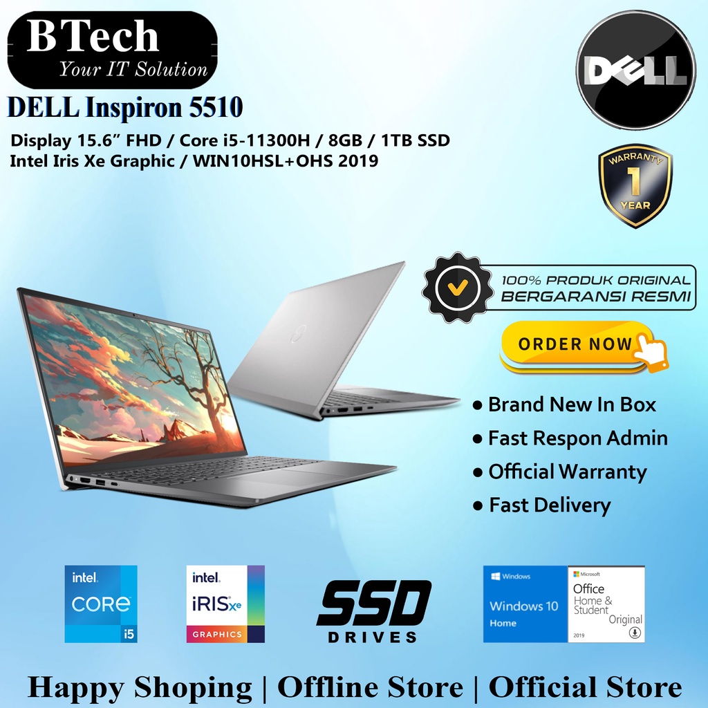 DELL Inspiron 5510 Core i5-11300H 8GB 1TB SSD WIN10HSL OHS