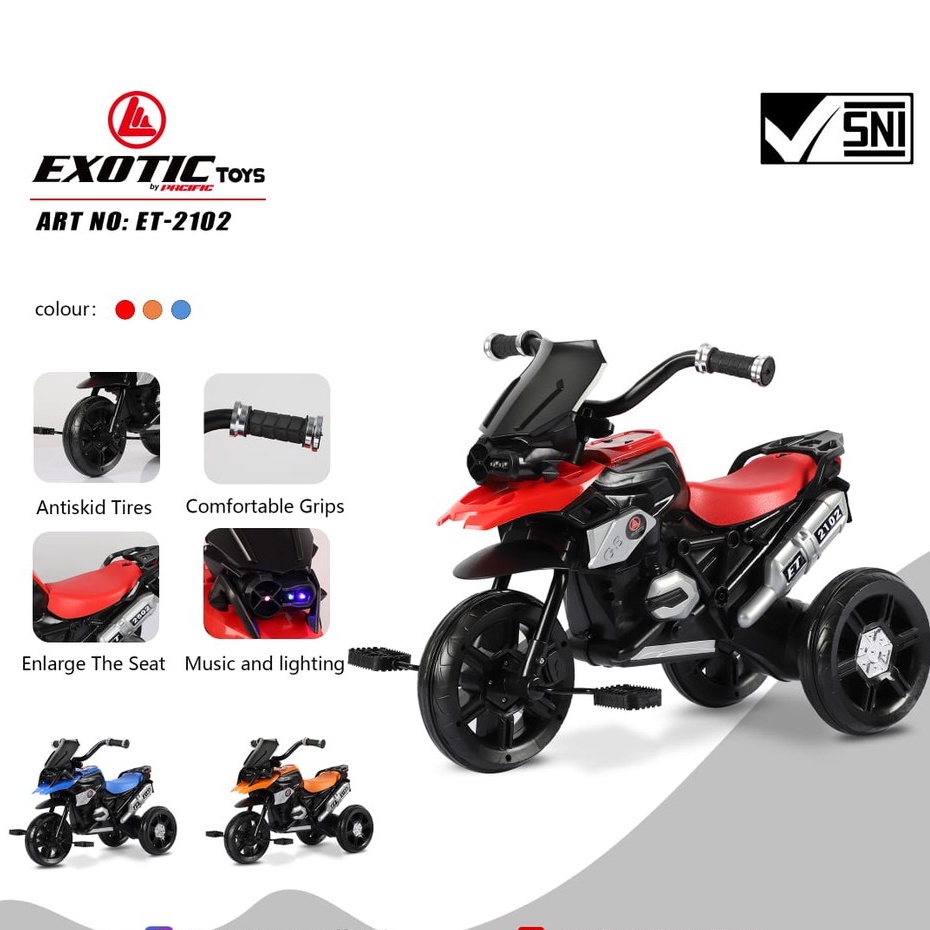 Sepeda balita roda tiga exotic ET 2102 2214 sepeda anak roda tiga tricycle aki gowes 2 IN 1 model motor sport 2IN1 ET2102 ET2214 pmb 888A 888 A 888
