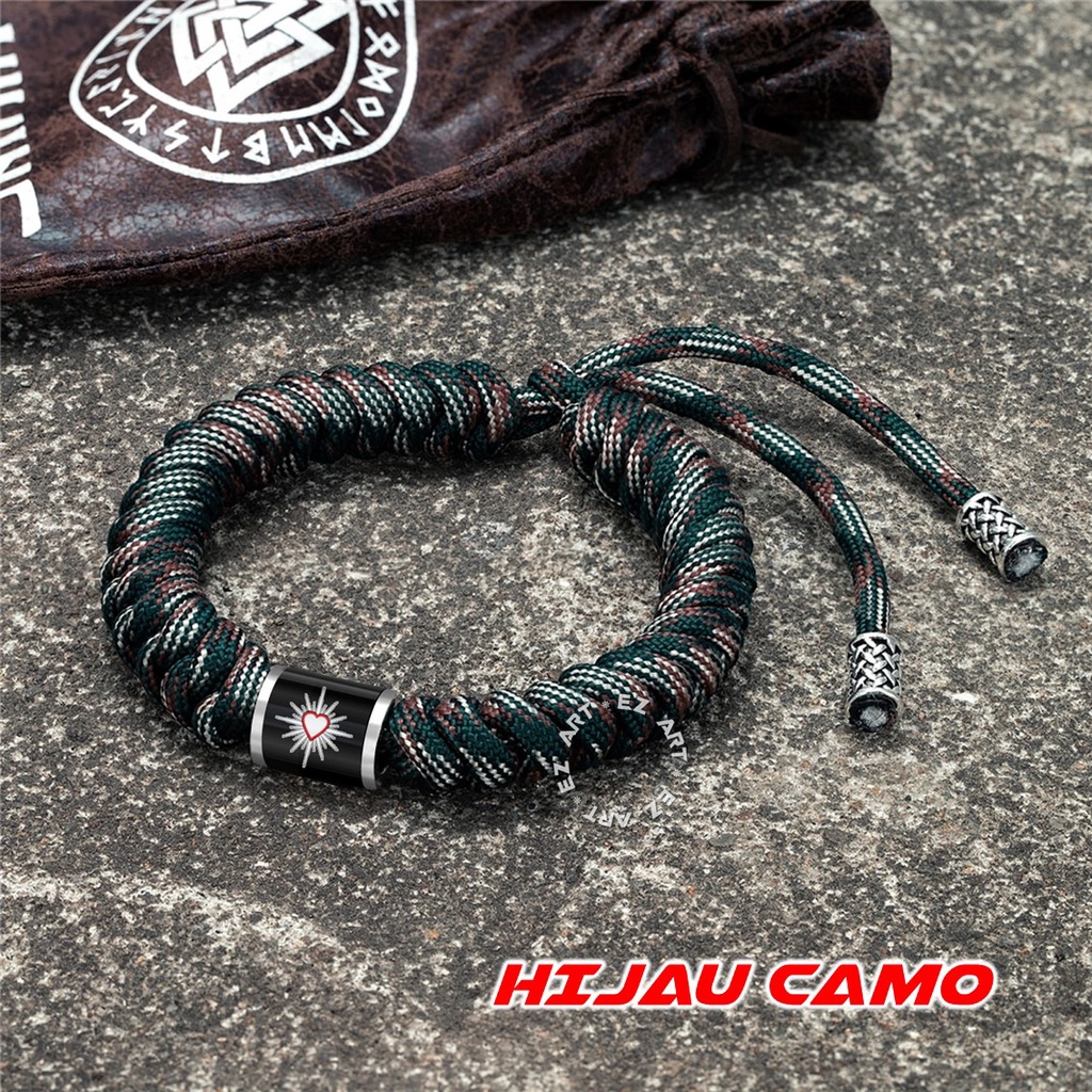 GELANG TALI PARACORD TEMA SH TERATE PENDEKAR SILAT PSHT MODEL TABUNG KACA EPOXY STAINLESS STEEL