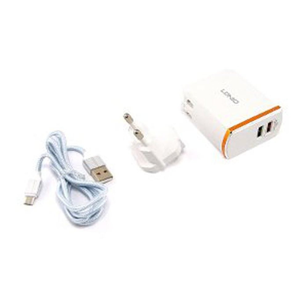 PROMO LDNIO Dual USB Travel Charger A2502Q With Cable USB Micro