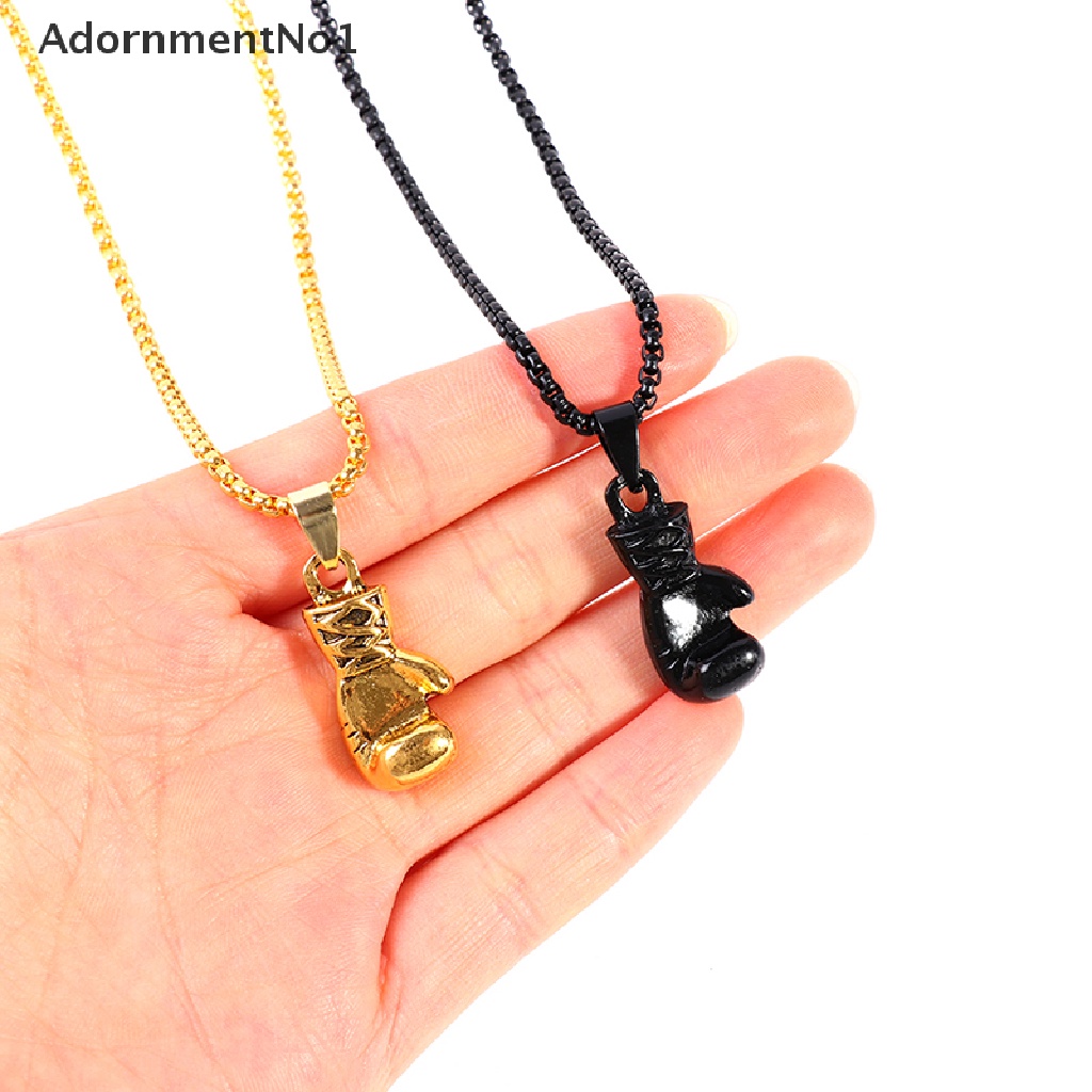 (AdornmentNo1) Kalung Rantai Dengan Liontin Sarung Tangan Tinju Gaya Hip Hop Rock Untuk Pria